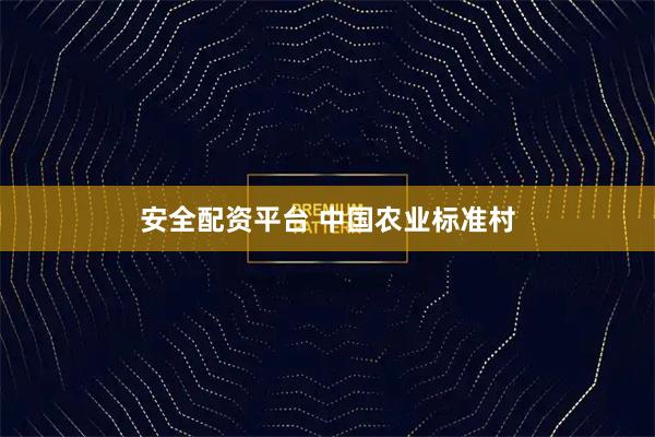 安全配资平台 中国农业标准村